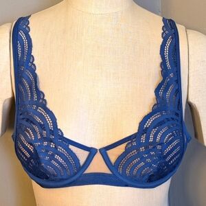 Third Love Deco Lace Bra 36A NWOT Cobalt Blue